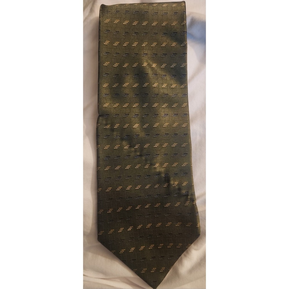 Stafford Executive Green Silk Tie In Geometric Pattern Dress Necktie-Costa Rica